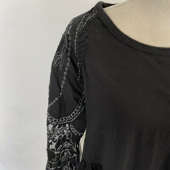 Free People Embroidered Penny Tee Shirt Top S Lace - Picture 4 of 7